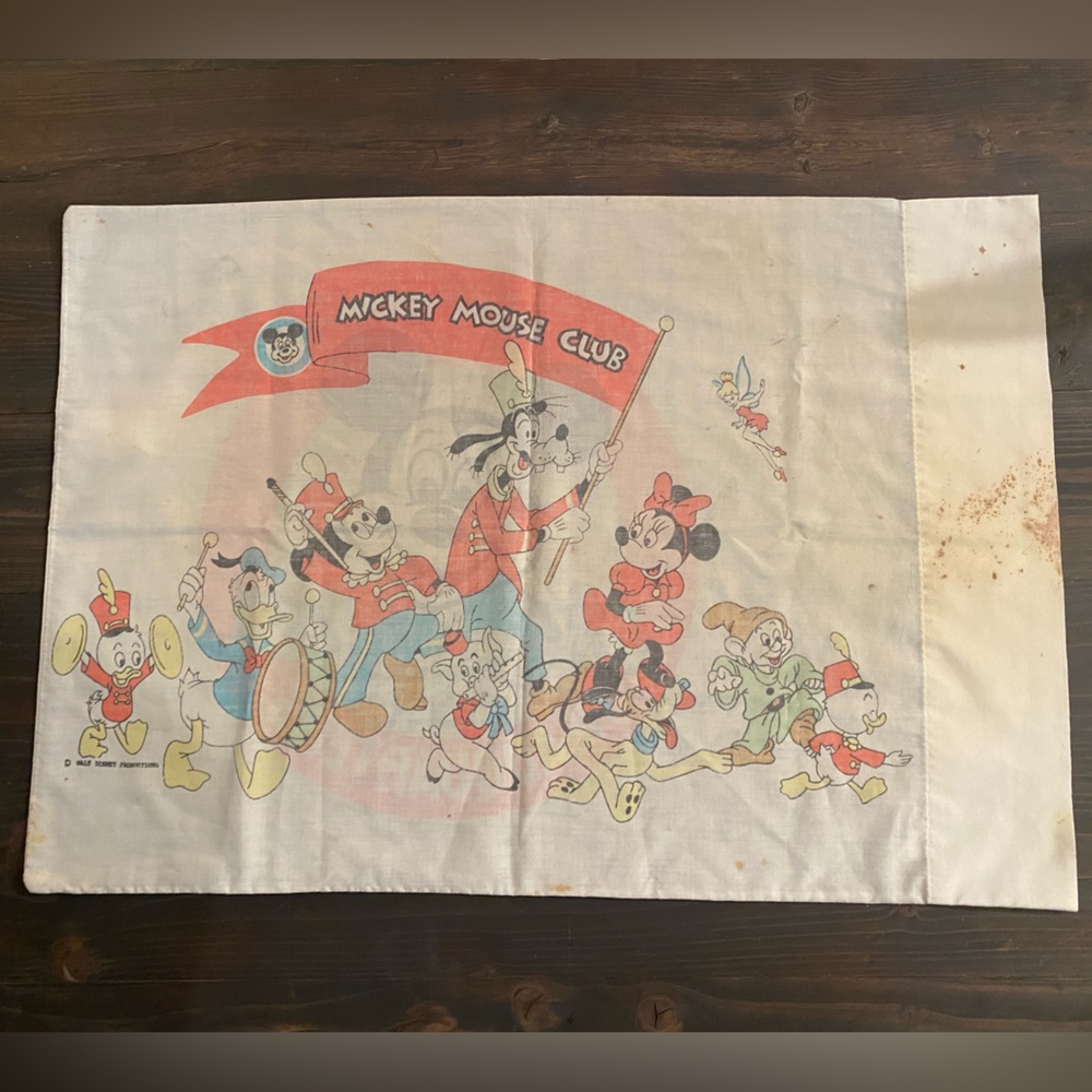 🐰RARE 1950s? Vintage Mickey Mouse Club pillowcase